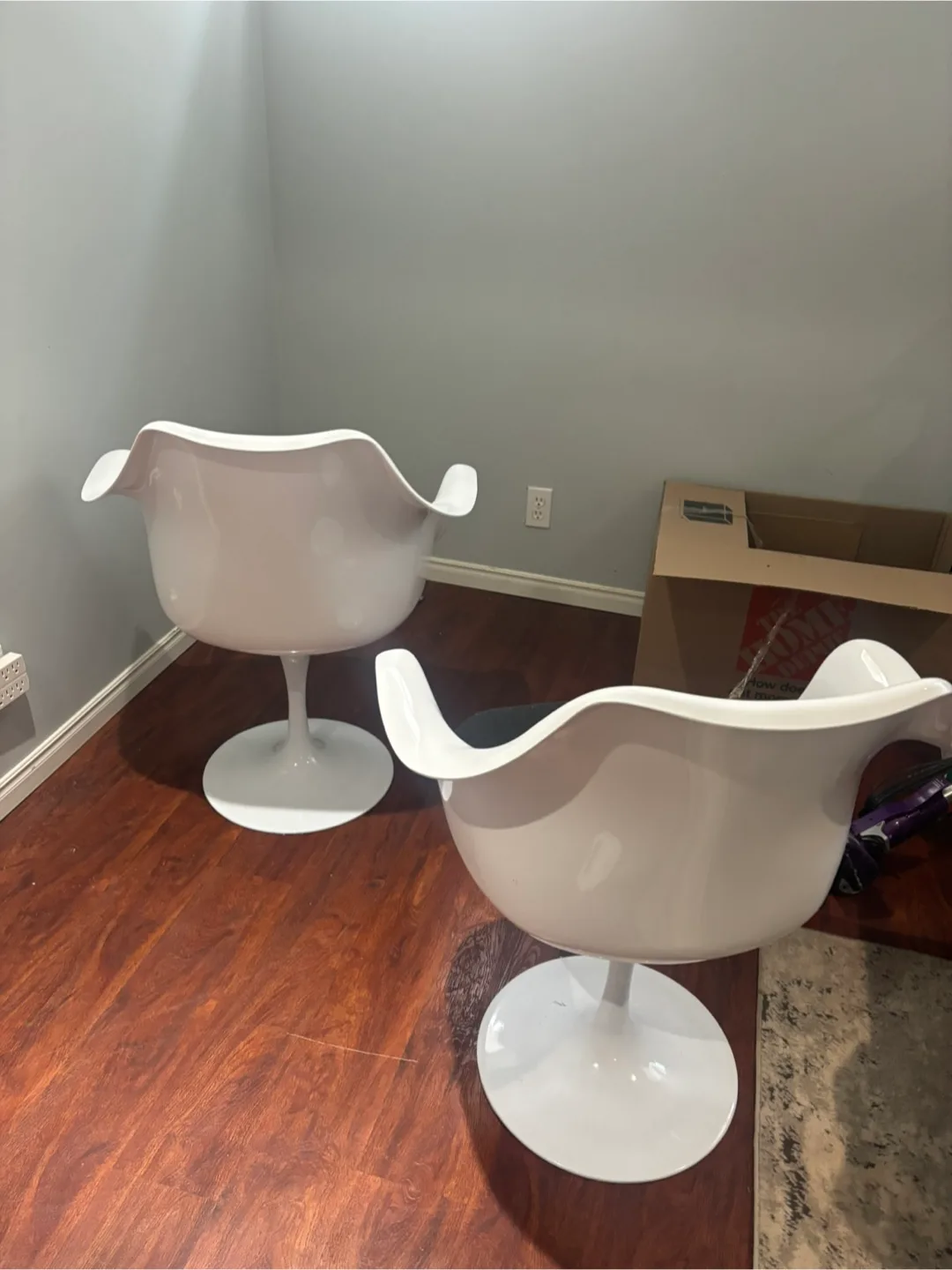 2 modern swivel tulip chairs MCM image indicator(3)