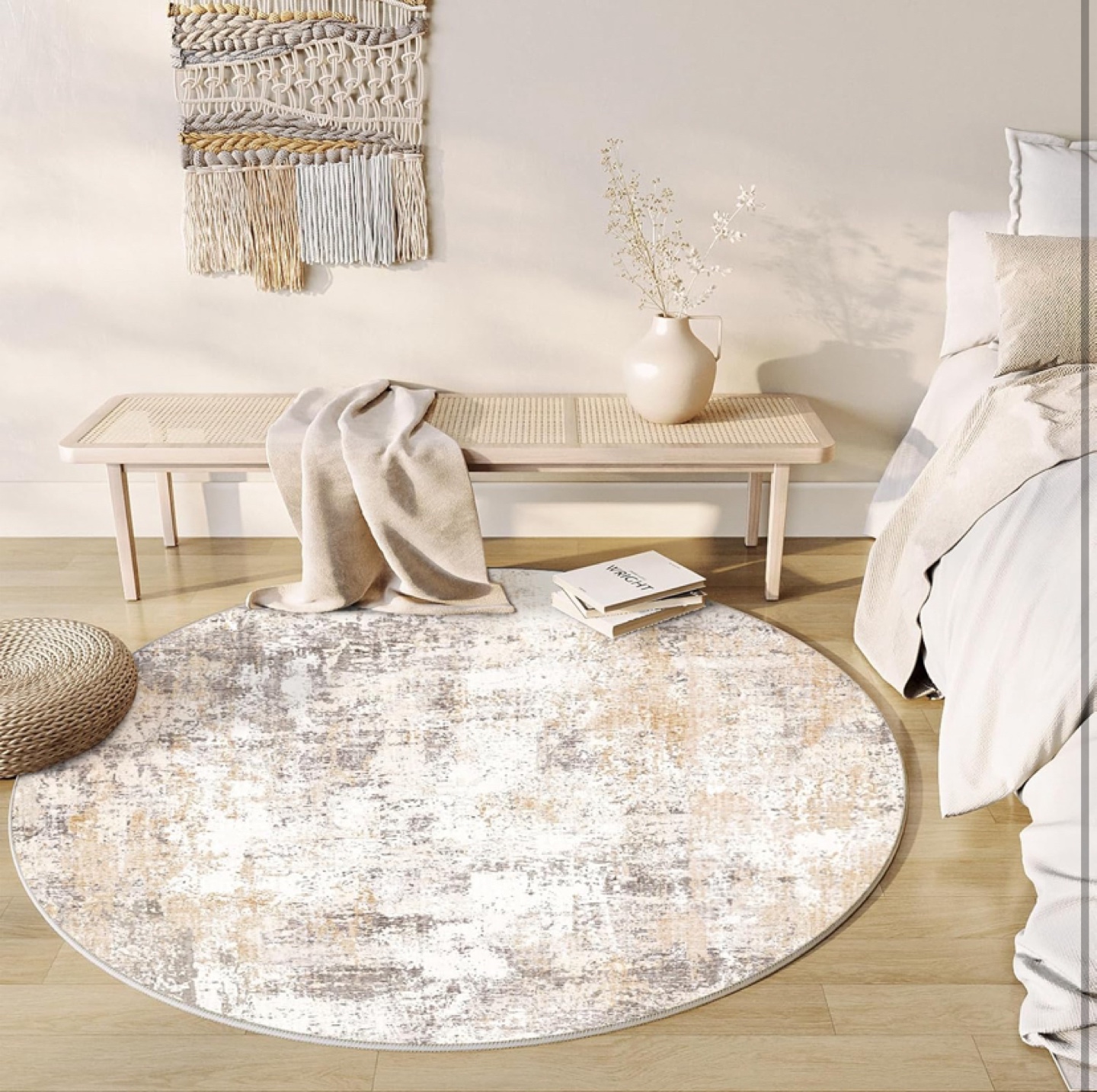 6.11 ft Washable Round Rug / Beige Grey - photo 2