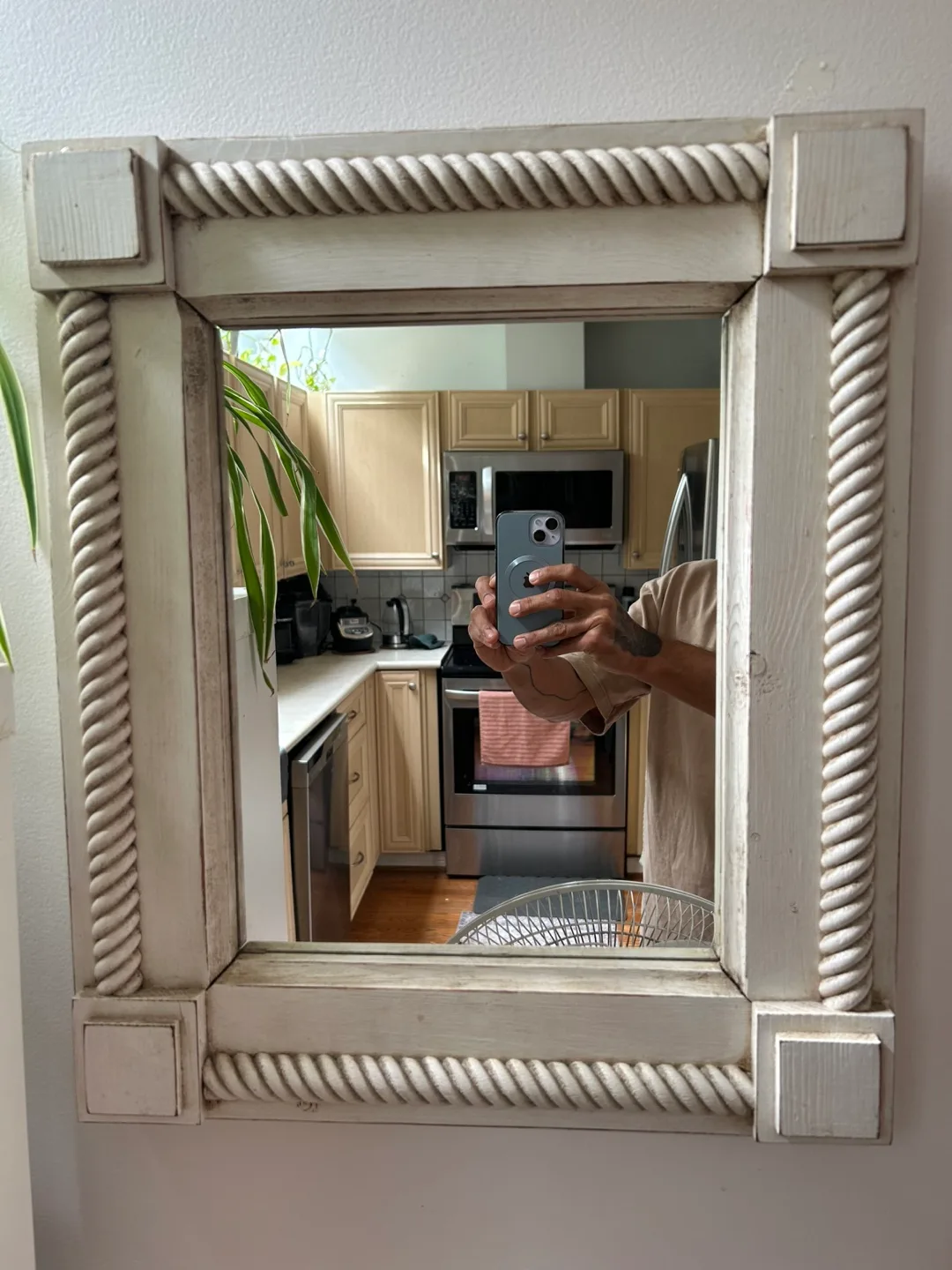 Rustic White Wood Framed Mirror thumbnail