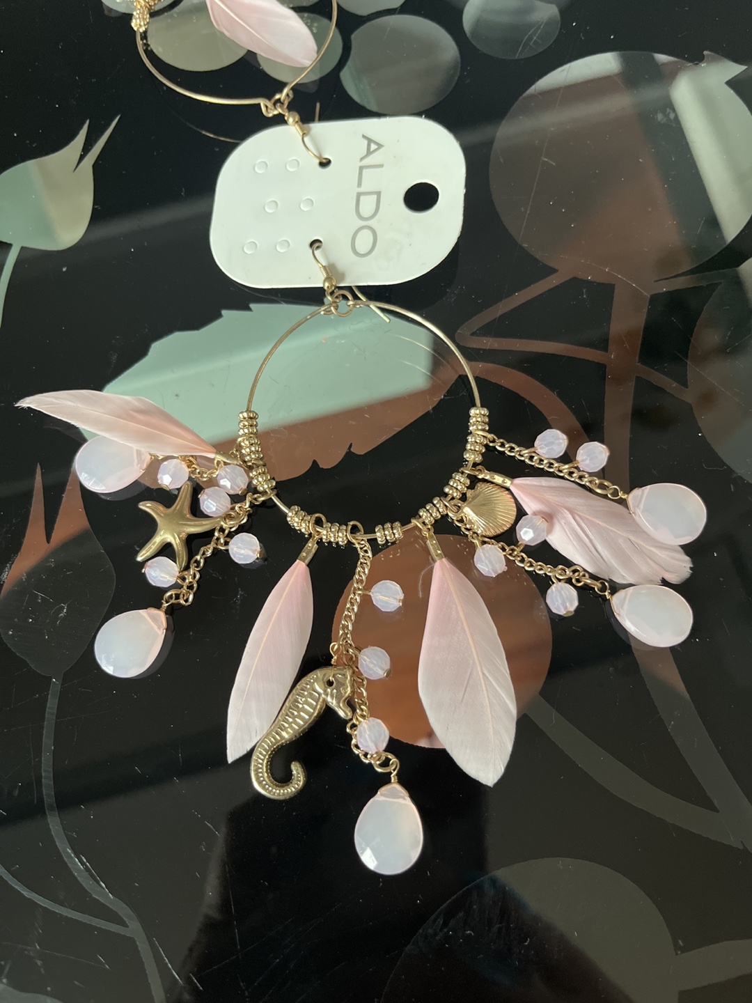 Aldo Gold Tone sea themed Feather Earrings - photo 2