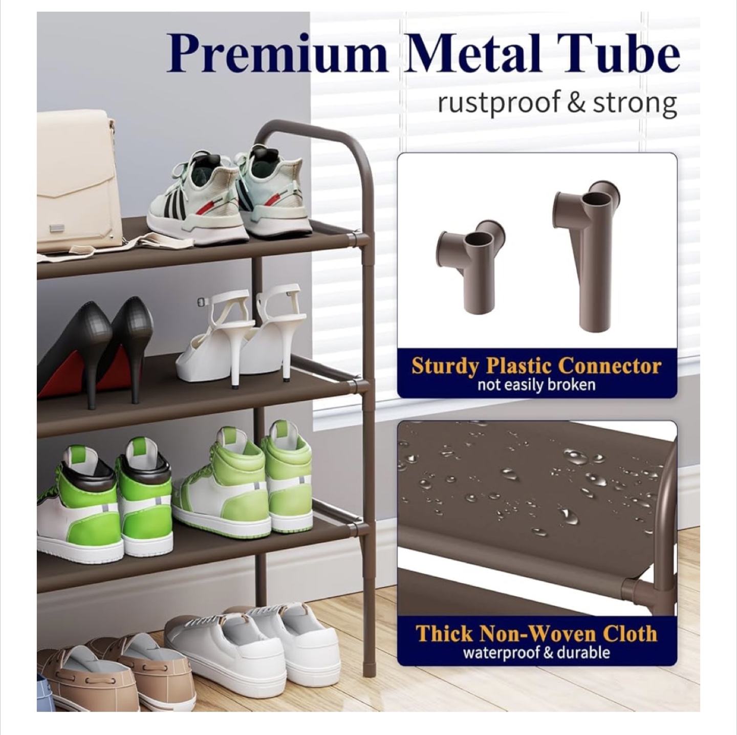 3-Tier Metal Tube Shoe Rack - photo 3