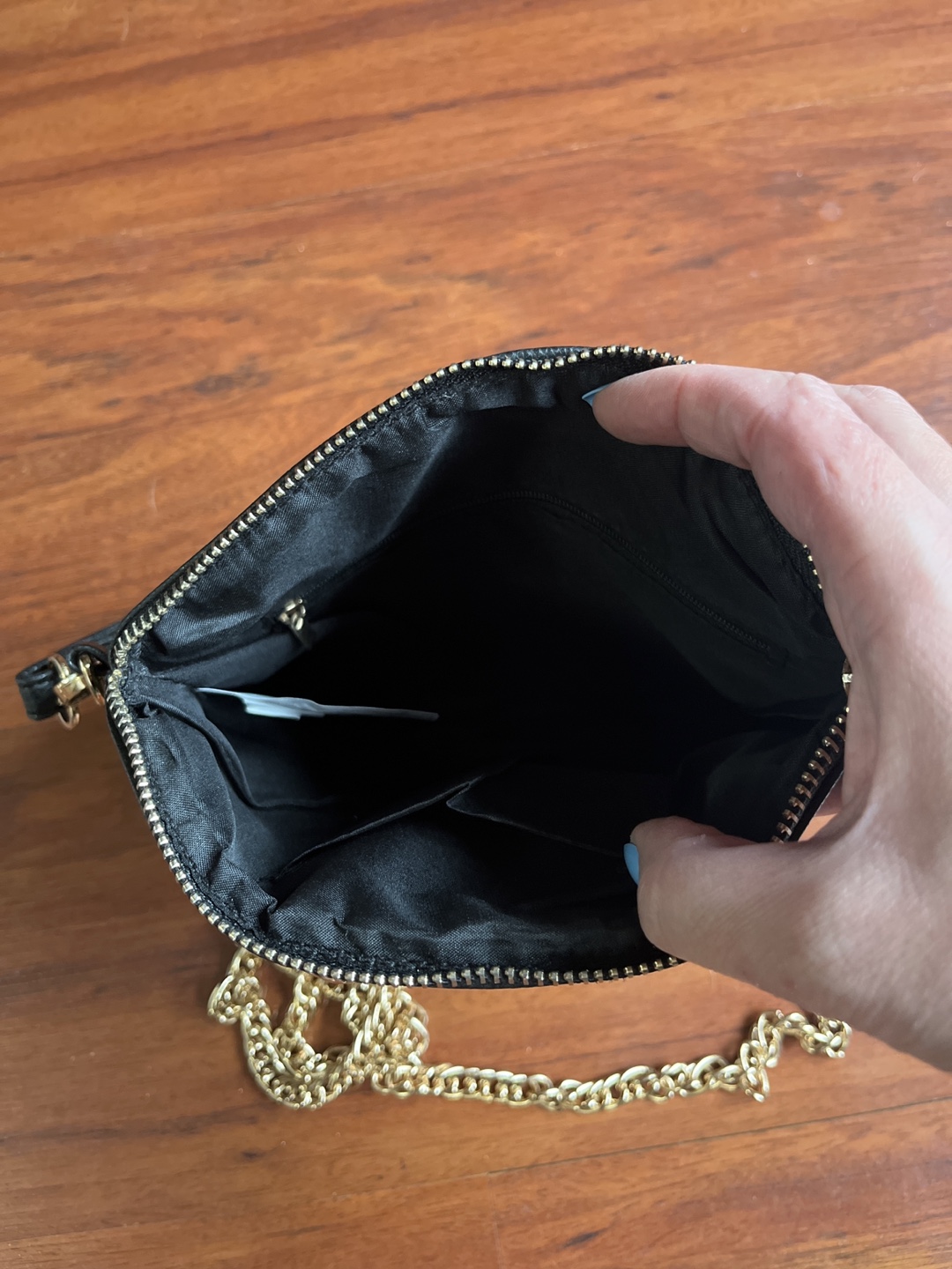 Black Studded Crossbody Bag with Gold Chain - photo 3