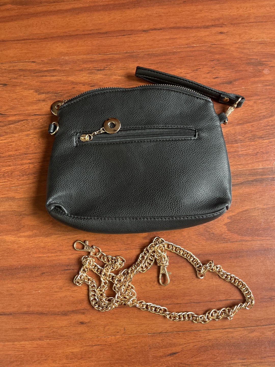Black Studded Crossbody Bag with Gold Chain - photo 2