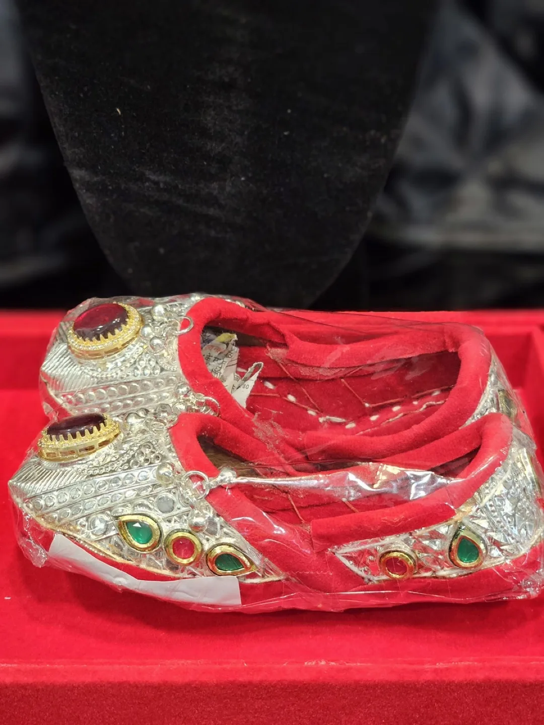Red & Silver Embellished Baby Shoes thumbnail