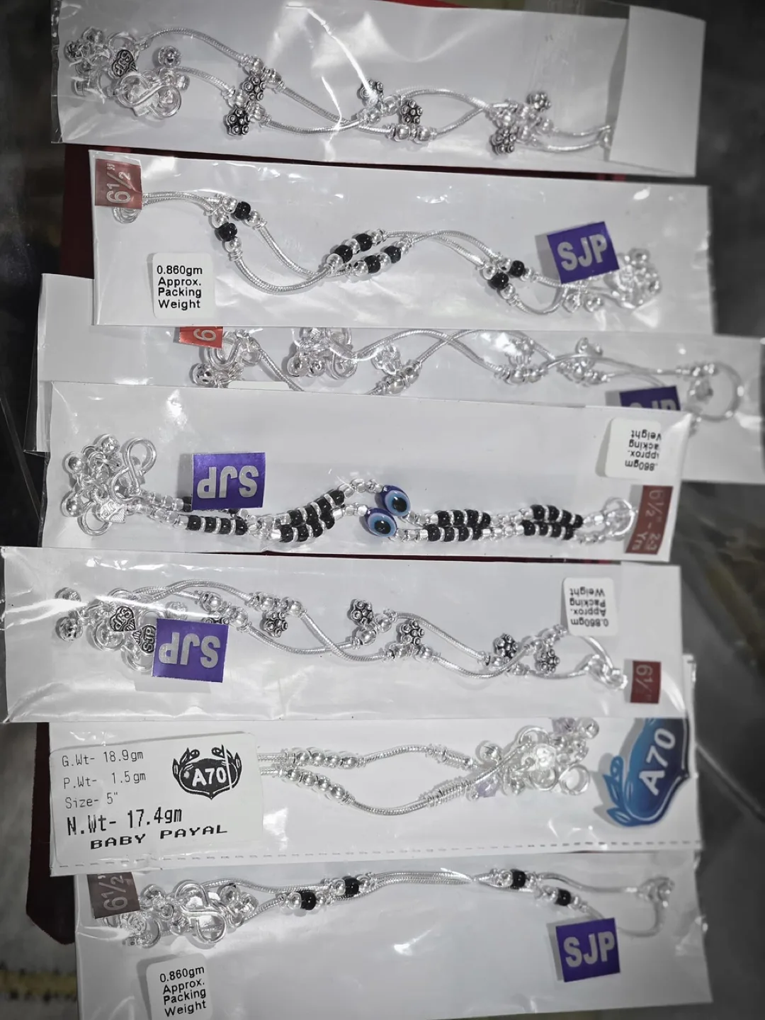Assorted Silver Baby Anklets thumbnail
