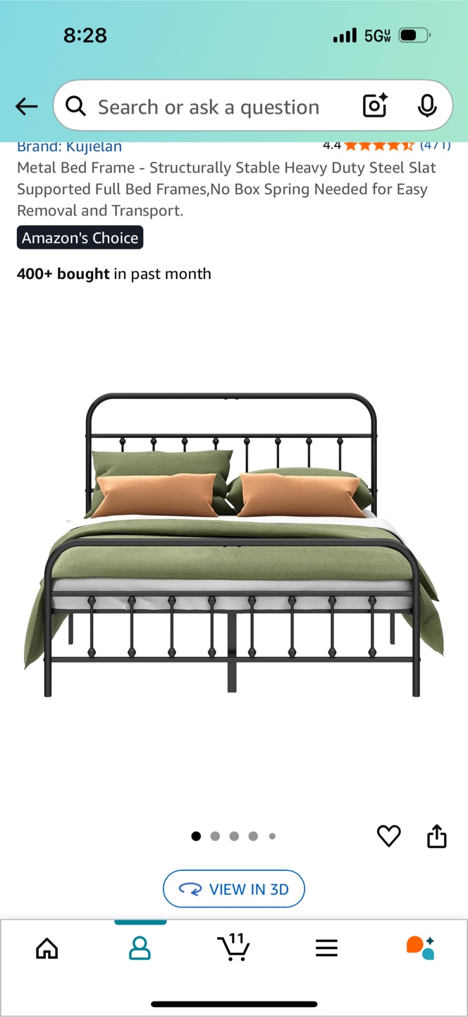 Kujielan Full Size Metal Bed Frame - Black