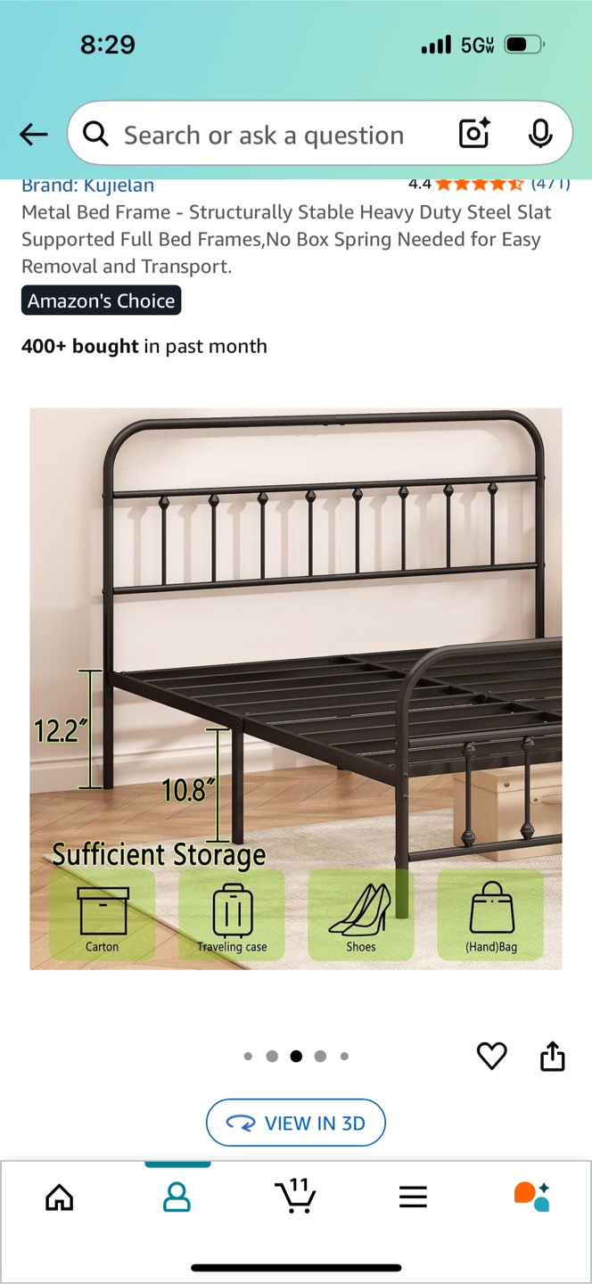 Kujielan Full Size Metal Bed Frame - Black - photo 4