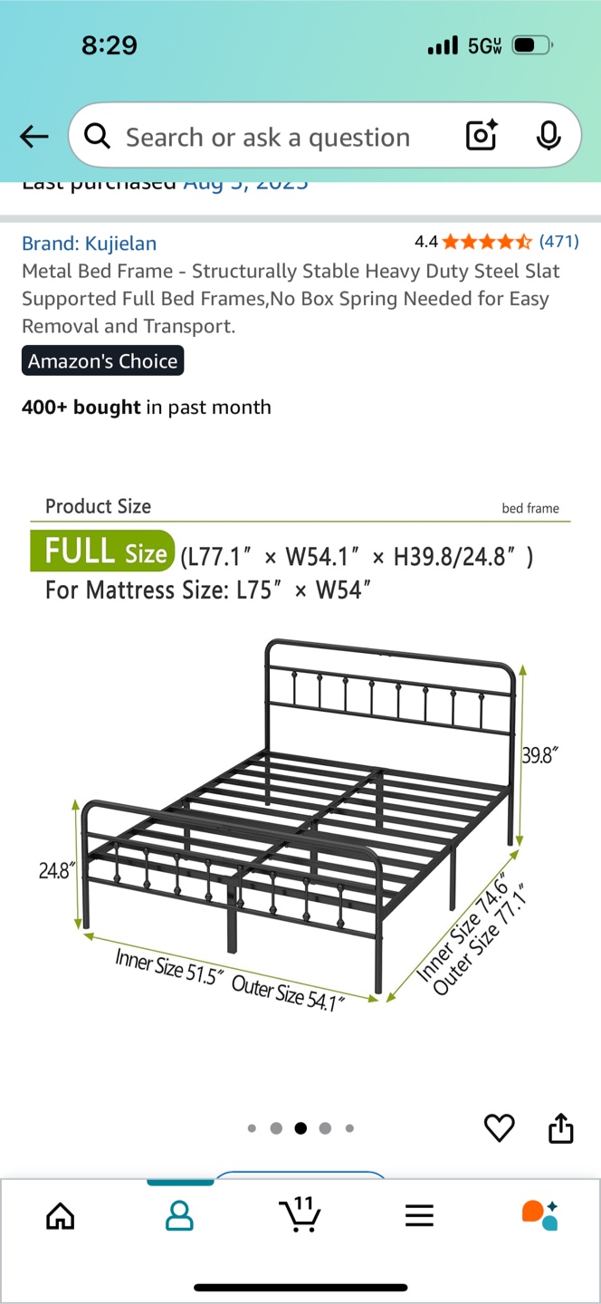 Kujielan Full Size Metal Bed Frame - Black - photo 2