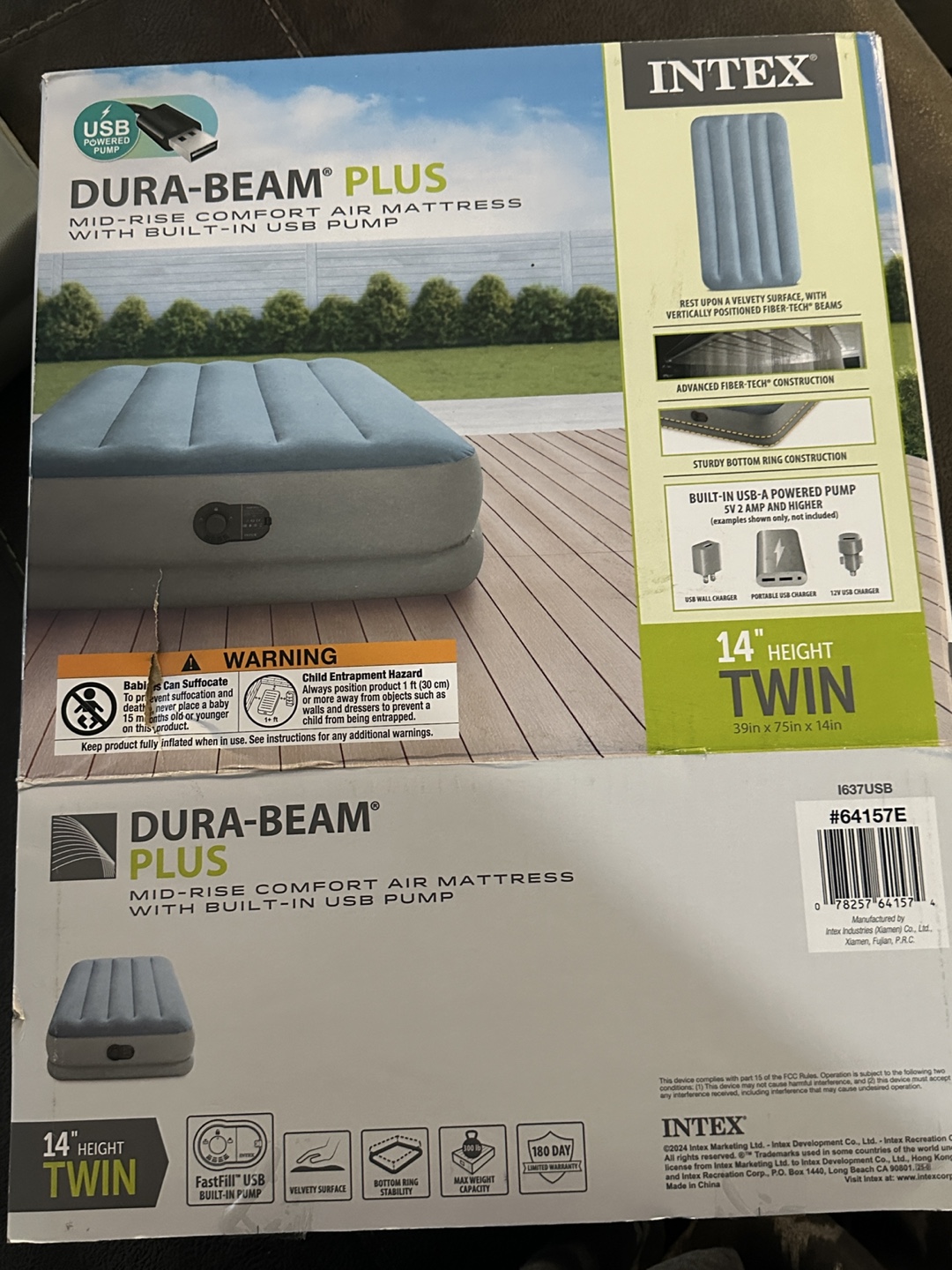 Intex Dura-Beam Plus Twin Air Mattress w/ USB Pump - photo 3