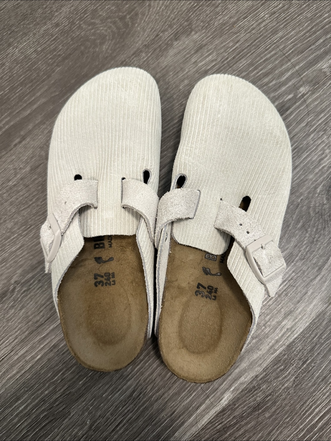 Birkenstock Boston Corduroy Cream Size 37 (US 6.5-7)