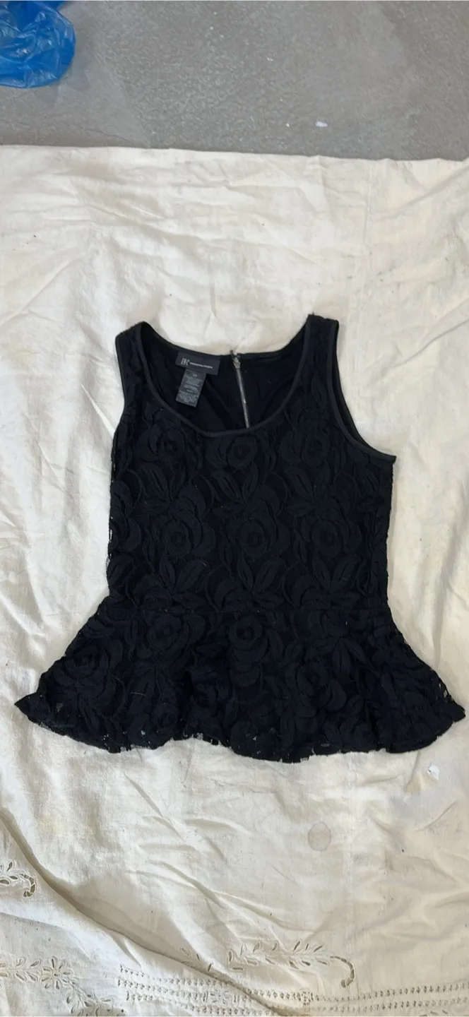 INC International Concepts Black Lace Top - XS thumbnail