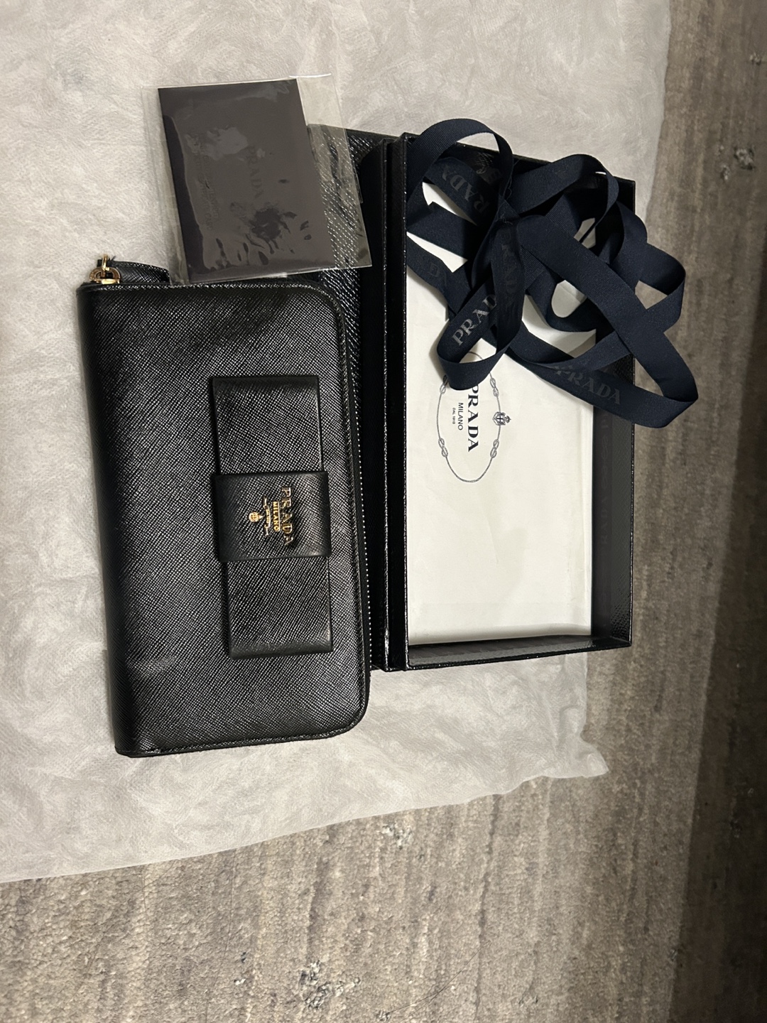 Prada Black Leather Wallet - with box and authenticity card