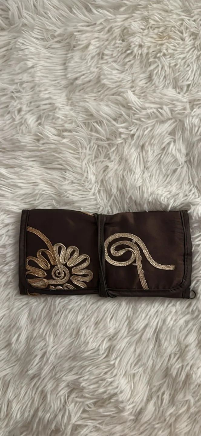 Brown Roll-up Cosmetic Travel Bag thumbnail