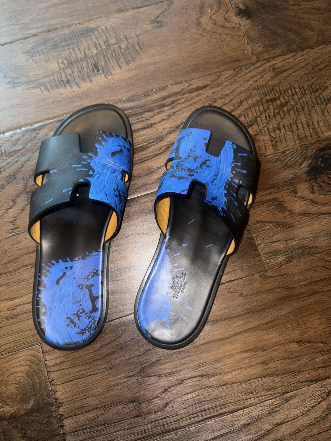 Hermès Izmir Sandals, Black & Blue, Size 42 - photo 2