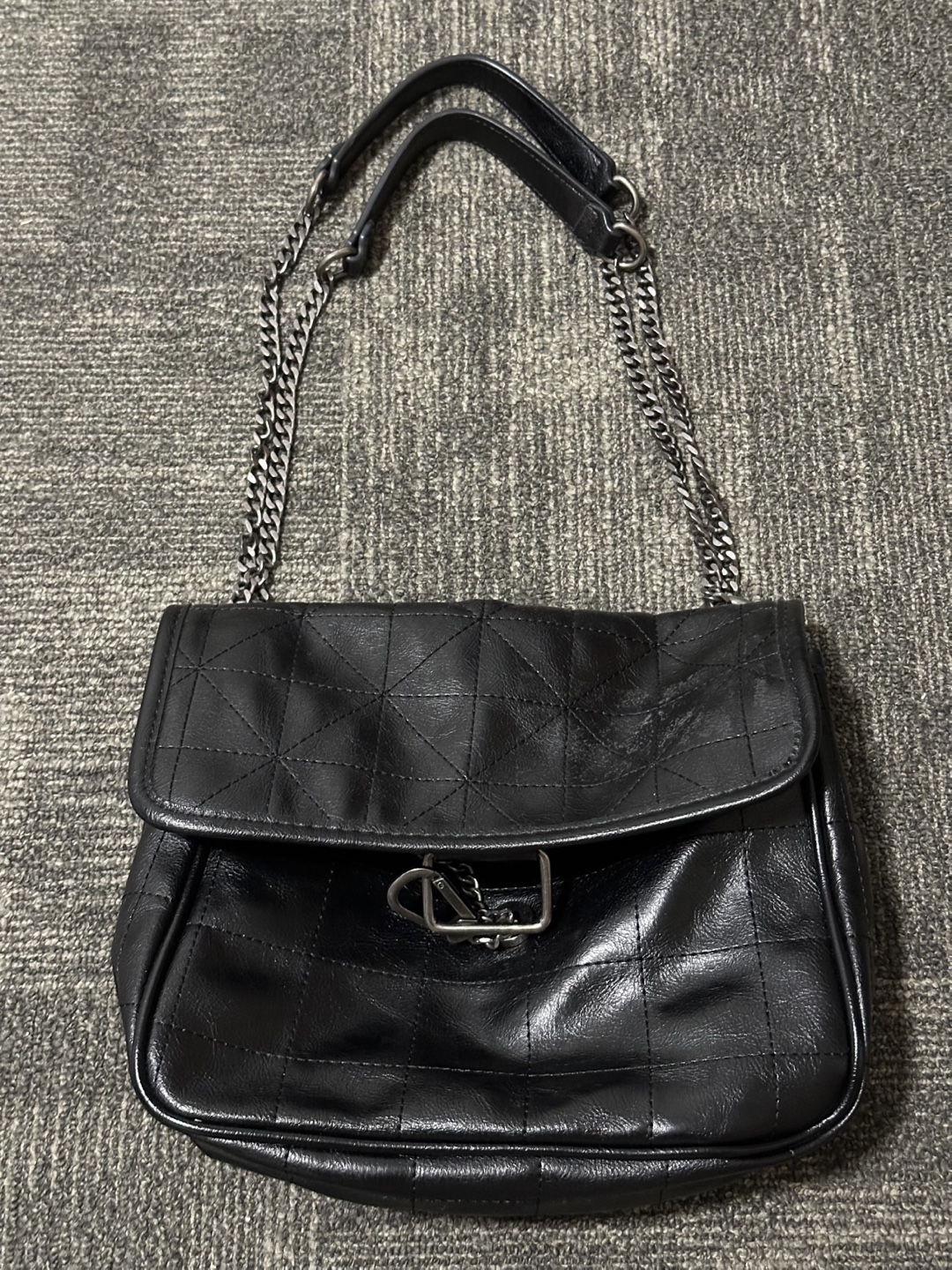 Zara Black Quilted Shoulder Bag