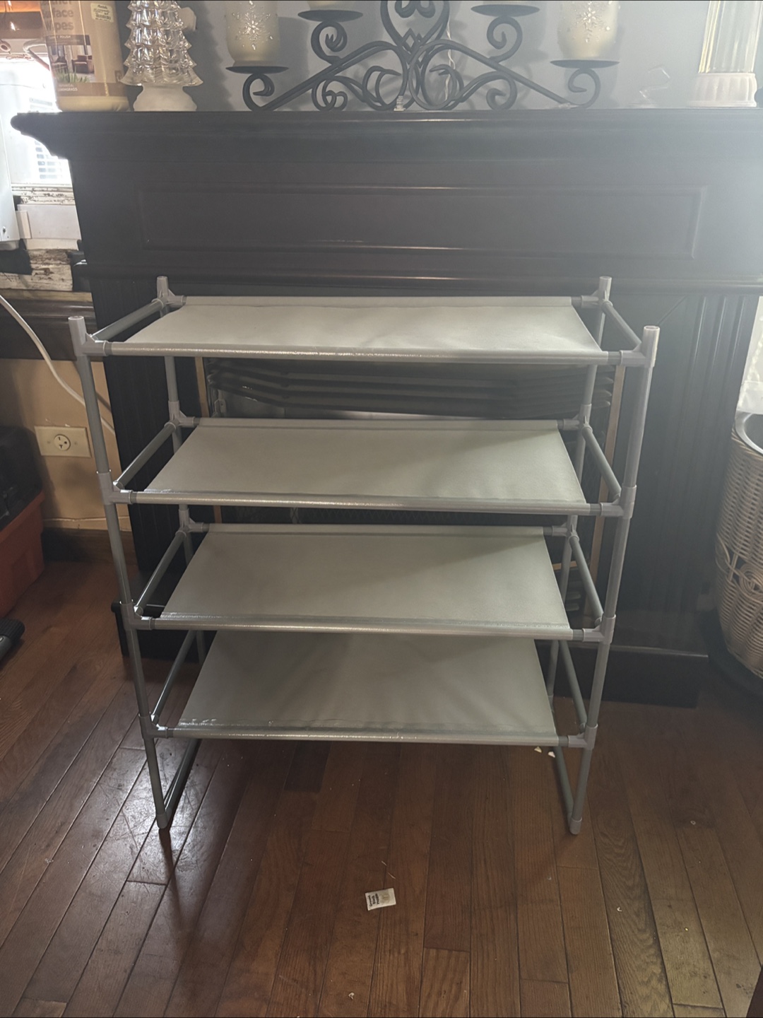 4-Tier Gray Shoe Rack