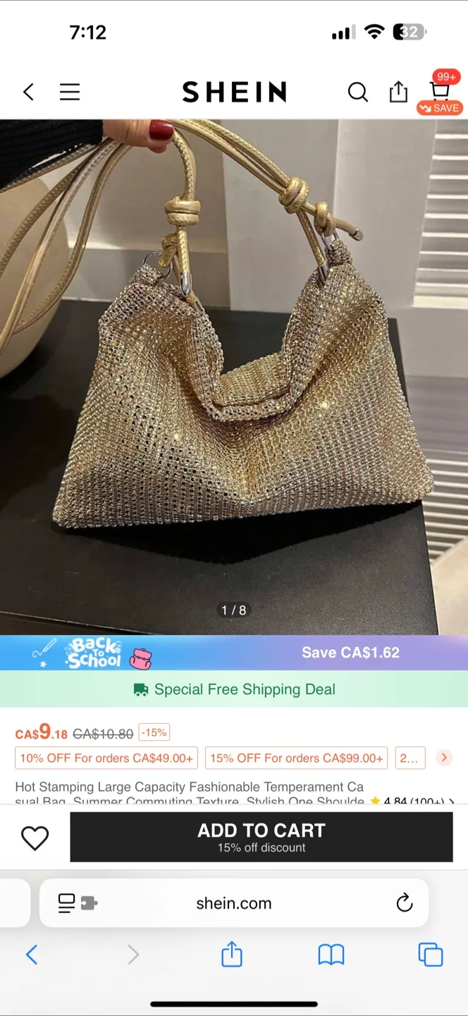 Shein Gold Metallic Shoulder Bag 🧡 image indicator(2)