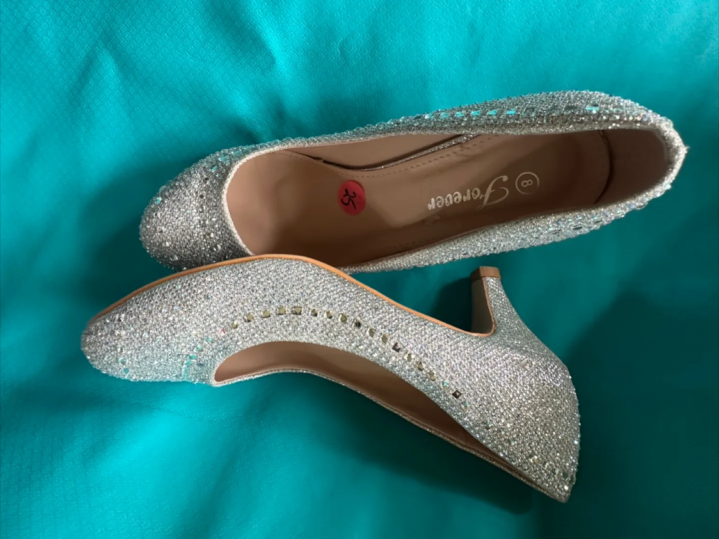 Forever Silver Glitter Heels - Size 8 thumbnail