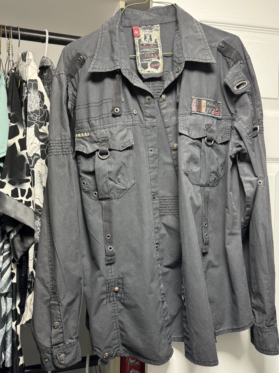 Fusai Black Button Down Shirt - Size M - photo 2