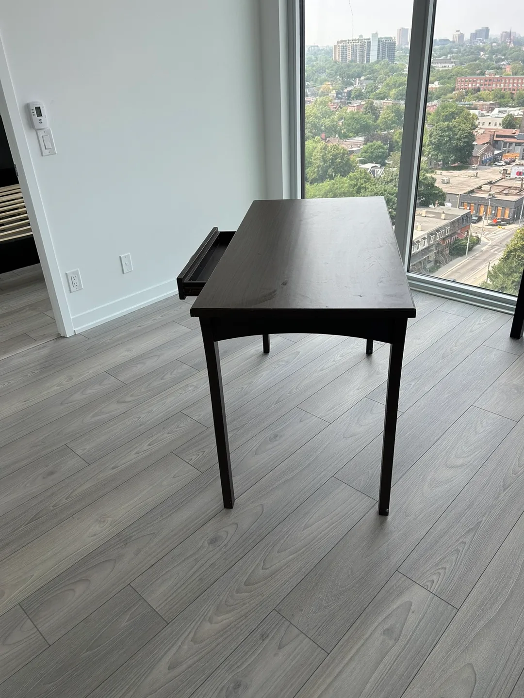 Dark Brown Wooden Desk with Drawer thumbnail
