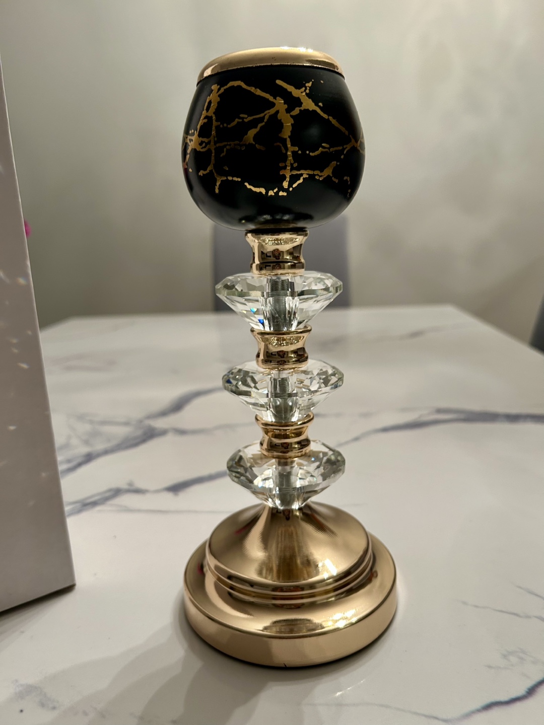 Gold & Crystal Candle Holder- Brand New!