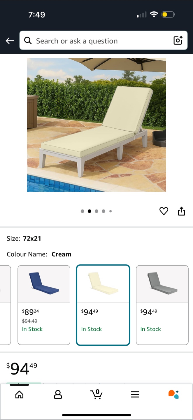 Cream Outdoor Chaise Lounge Cushion - 72x21 - photo 3