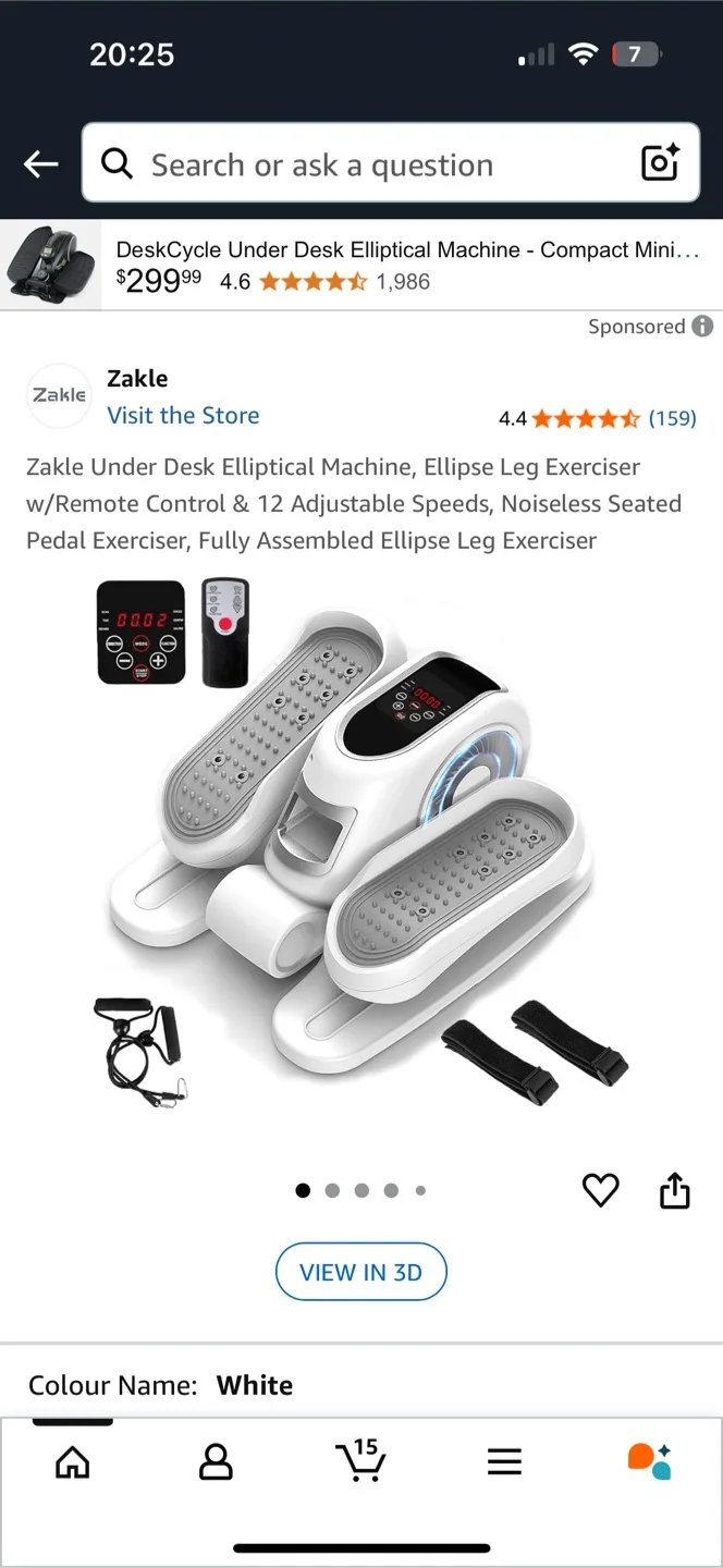 Zakle Under Desk Elliptical Machine - White thumbnail