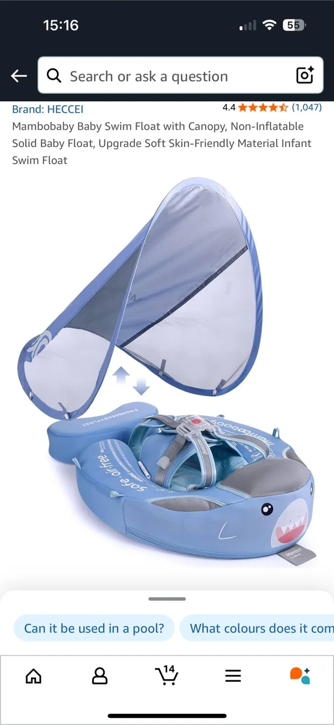 Mambobaby Non-Inflatable Baby Swim Float w/ Canopy thumbnail