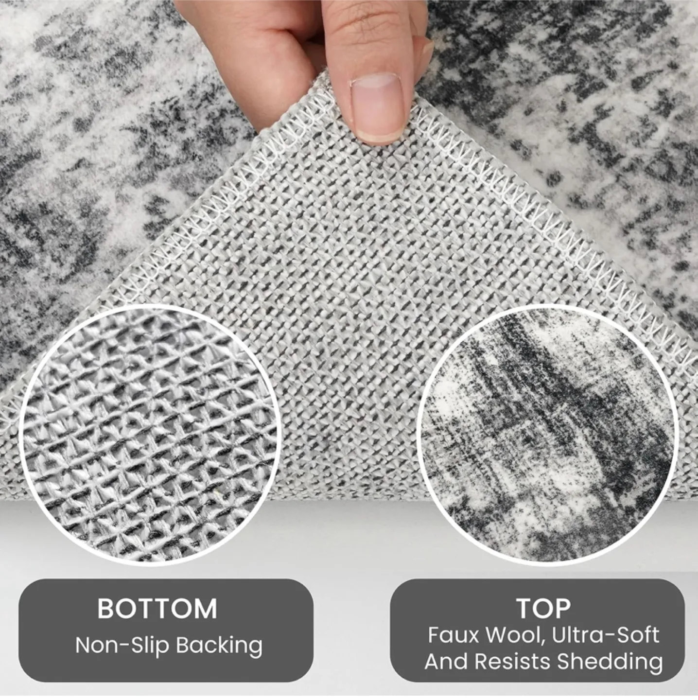 6.11 ft Round Area Rug - Black & White image indicator(4)