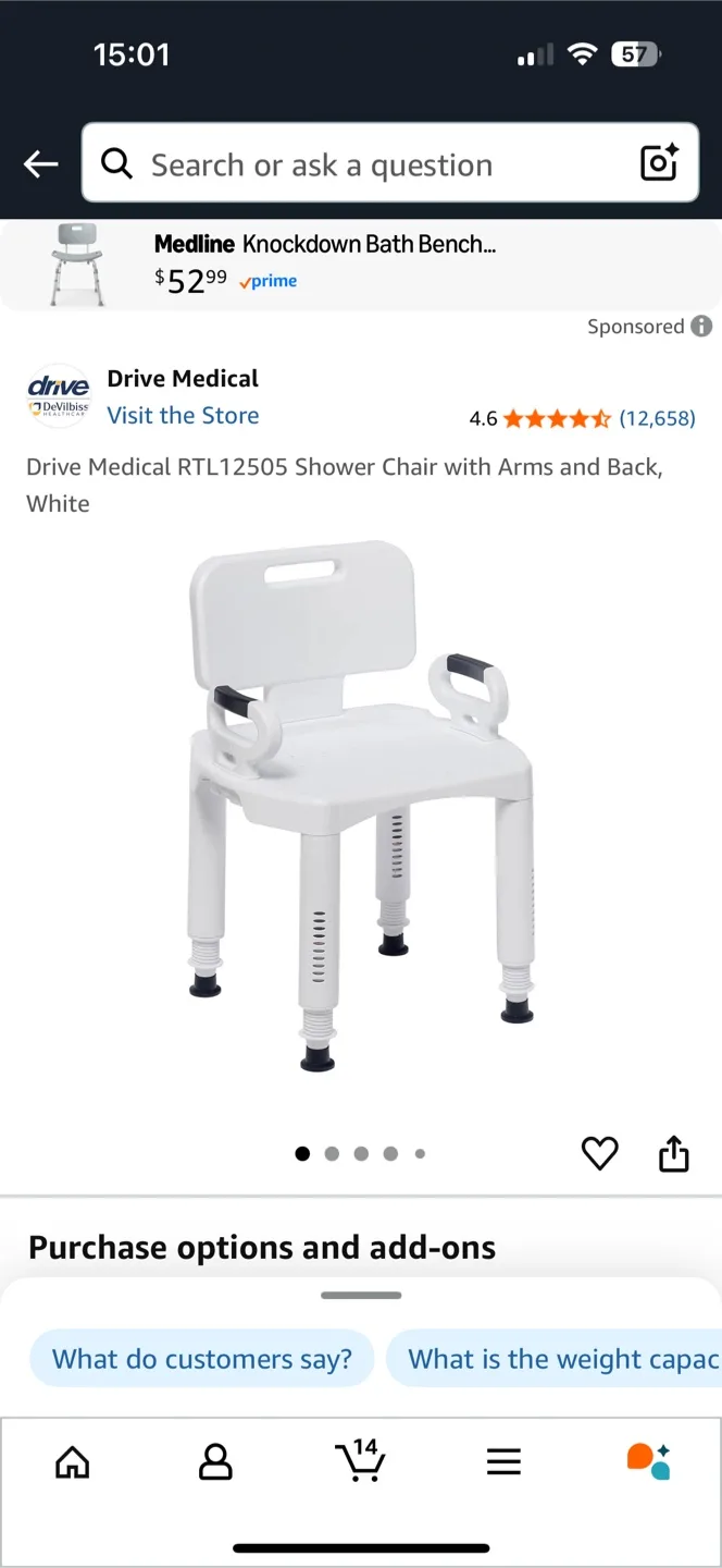 Drive RTL12505 Shower Chair -New! thumbnail