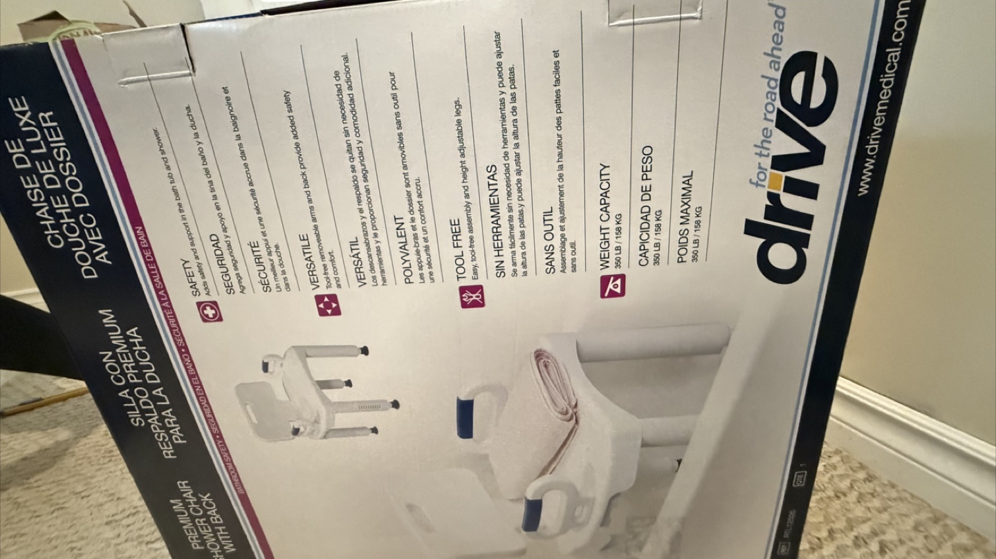 New Drive Premium Shower Chair with Back - New - photo 3