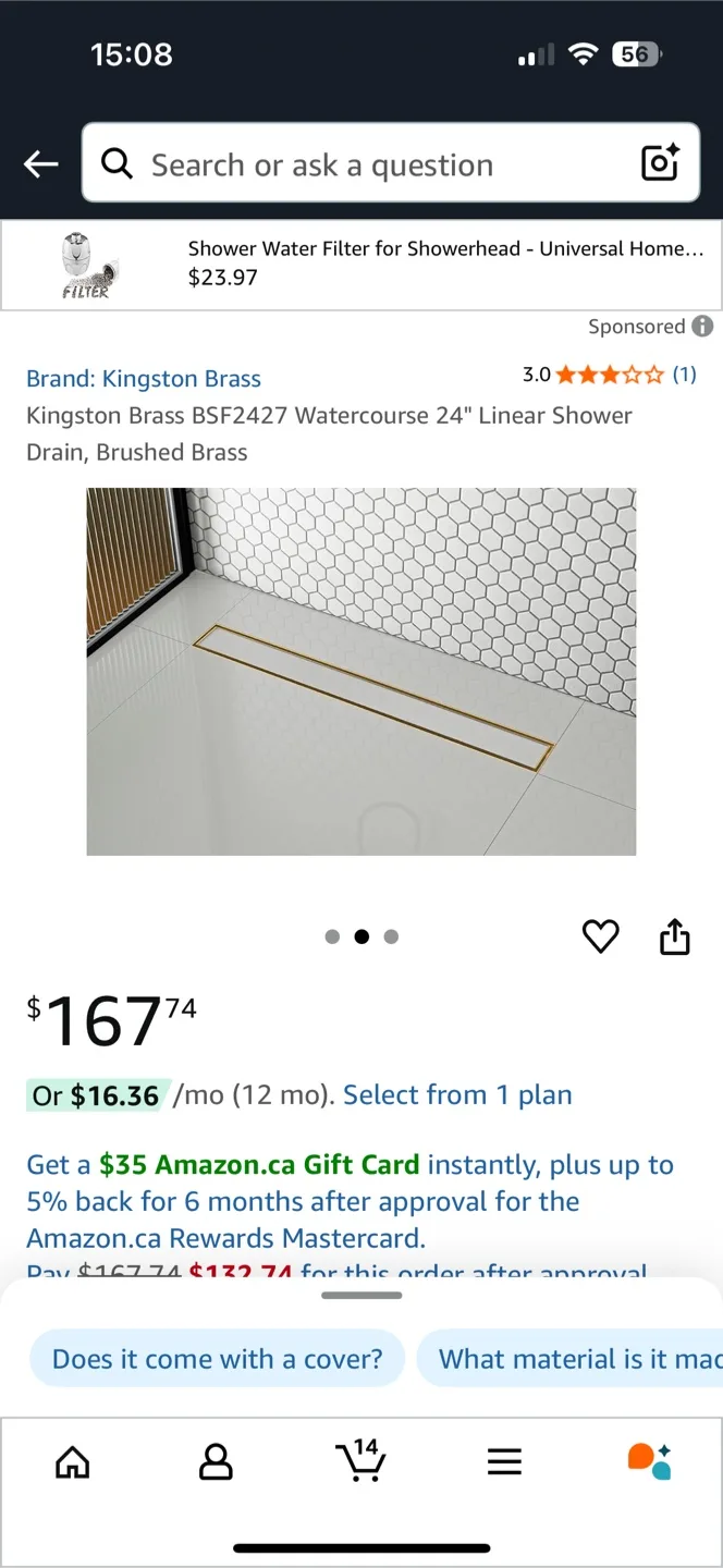 Kingston Brass BSF2427 Watercourse Linear Shower Drain thumbnail