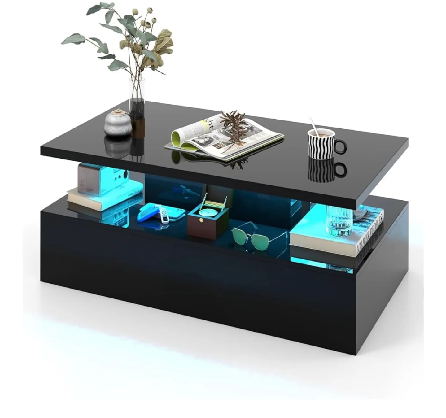 Black LED Coffee Table with Storage image indicator(3)