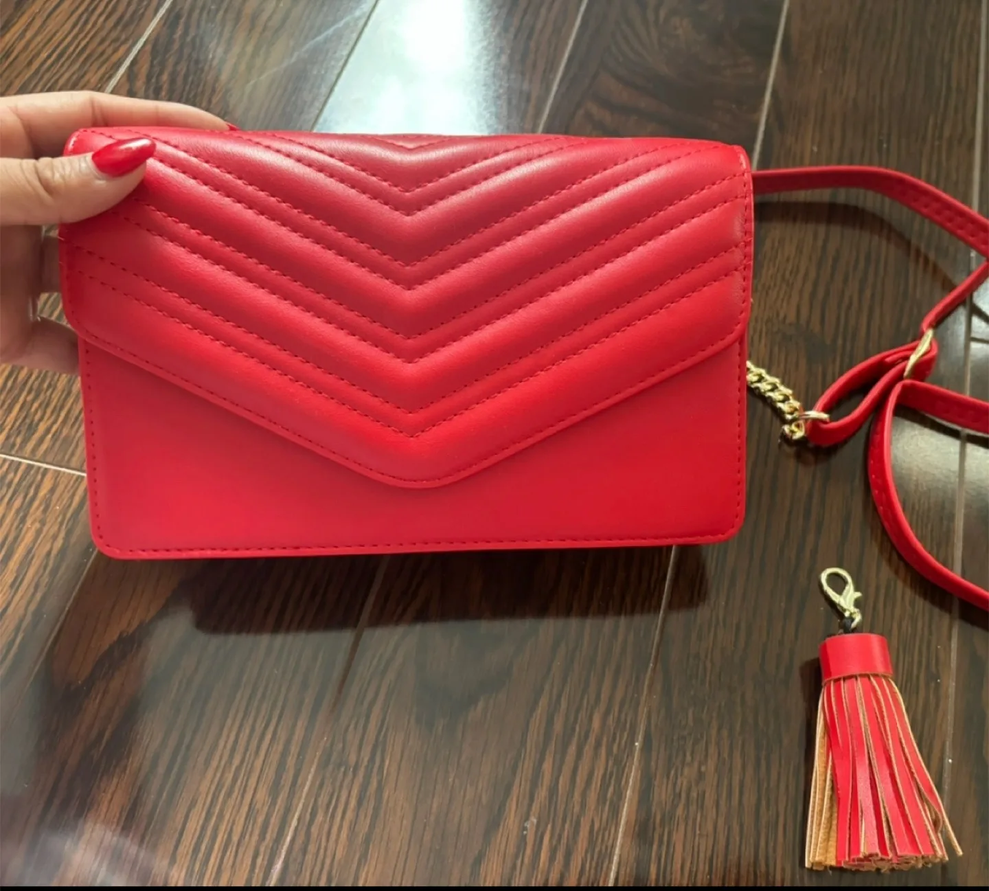 Red Chevron Crossbody Bag (brand new) thumbnail