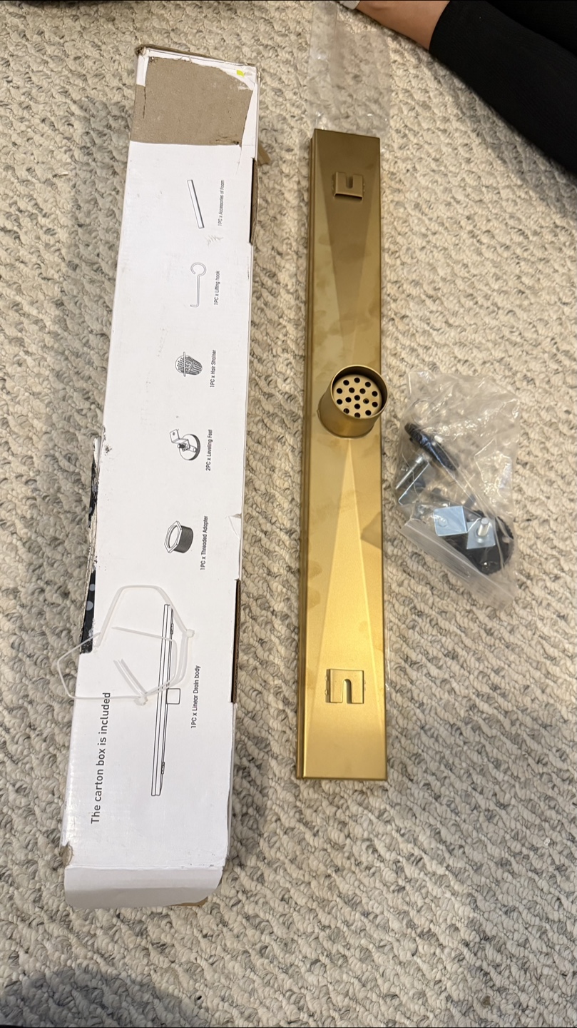 New Gold Linear Shower Drain w/ Box