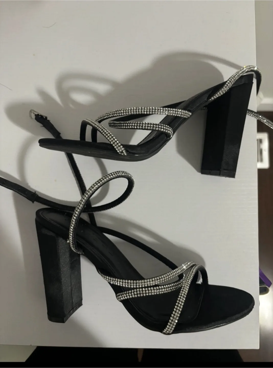 Black rhinestone Heels, Size 6 thumbnail