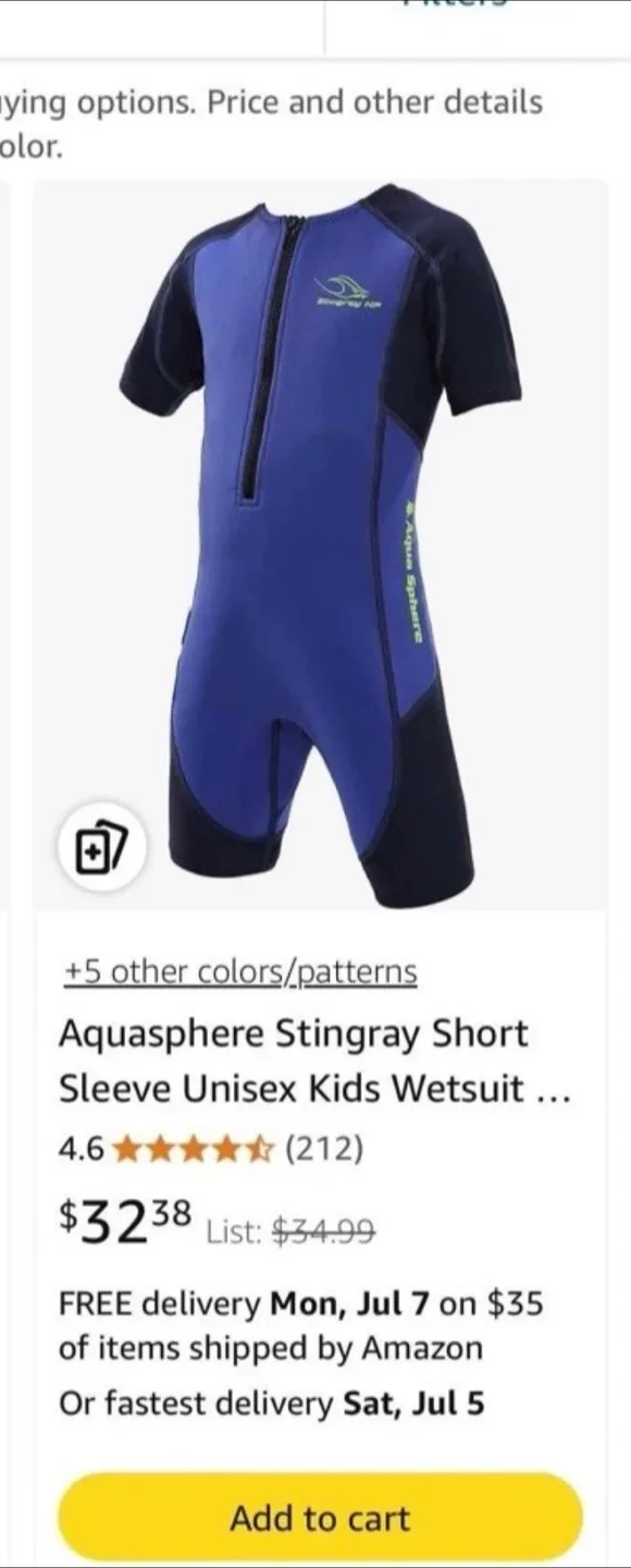Aquasphere Stingray Short Sleeve Unisex Kids Wetsuit thumbnail