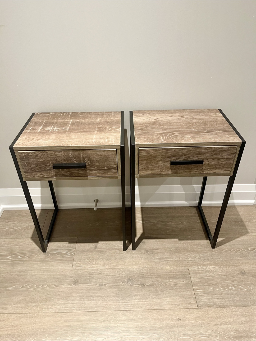 Pair of Wood & Metal Nightstands