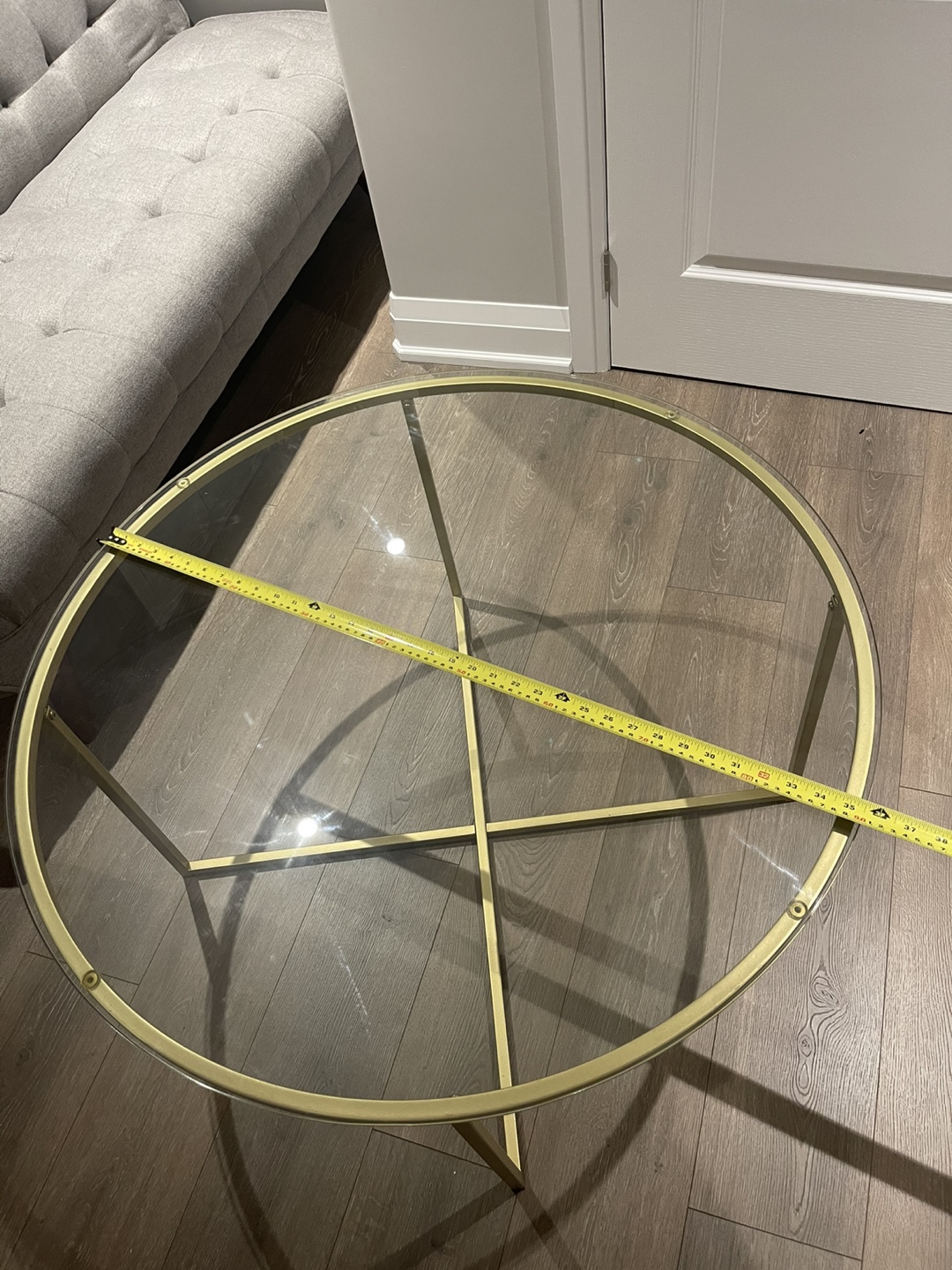 Round Glass Coffee Table - Gold Finish - photo 4