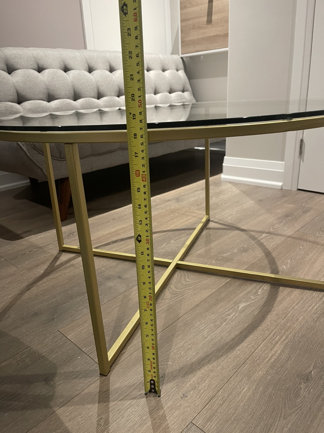 Round Glass Coffee Table - Gold Finish - photo 3