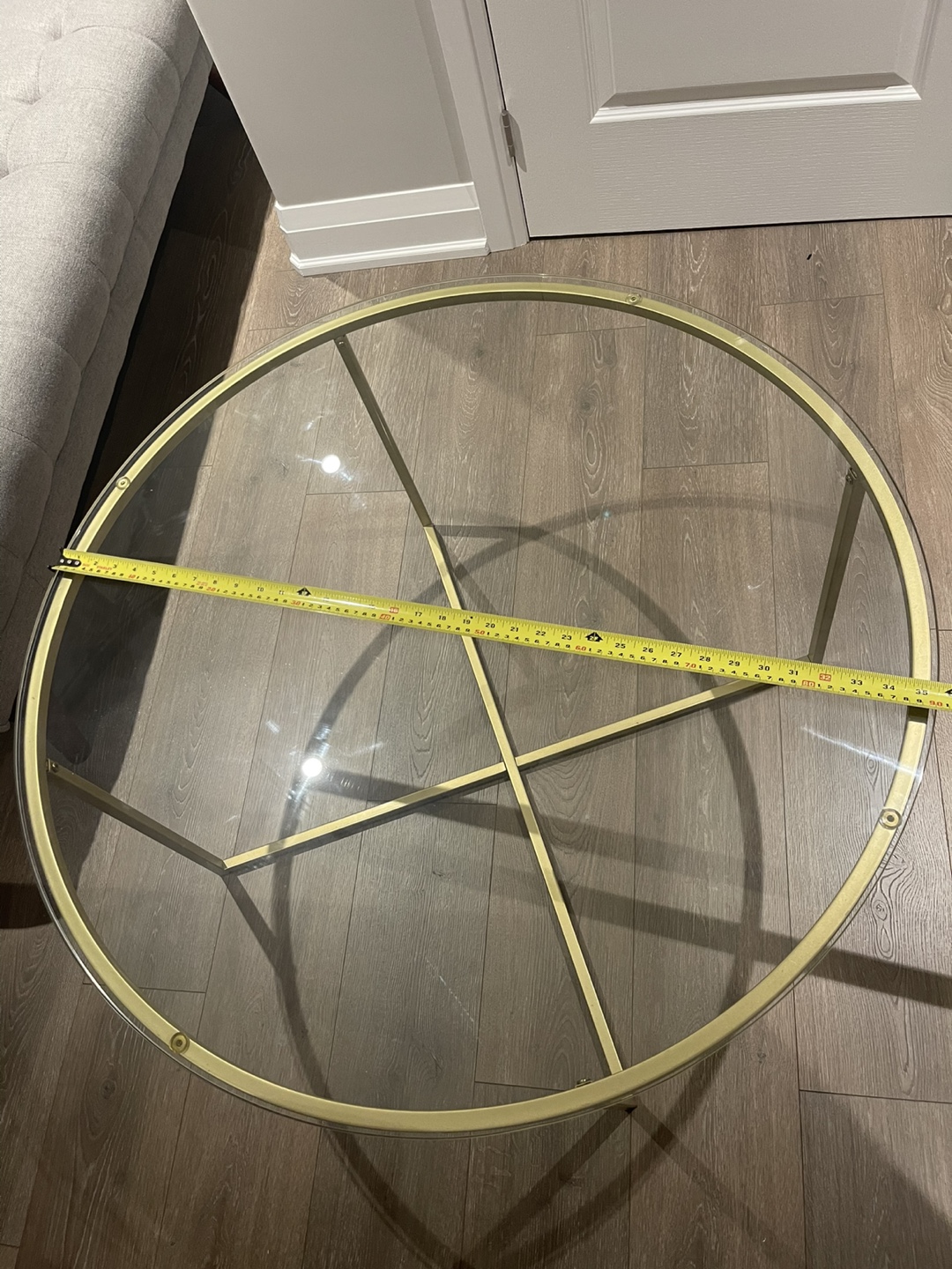 Round Glass Coffee Table - Gold Finish - photo 2