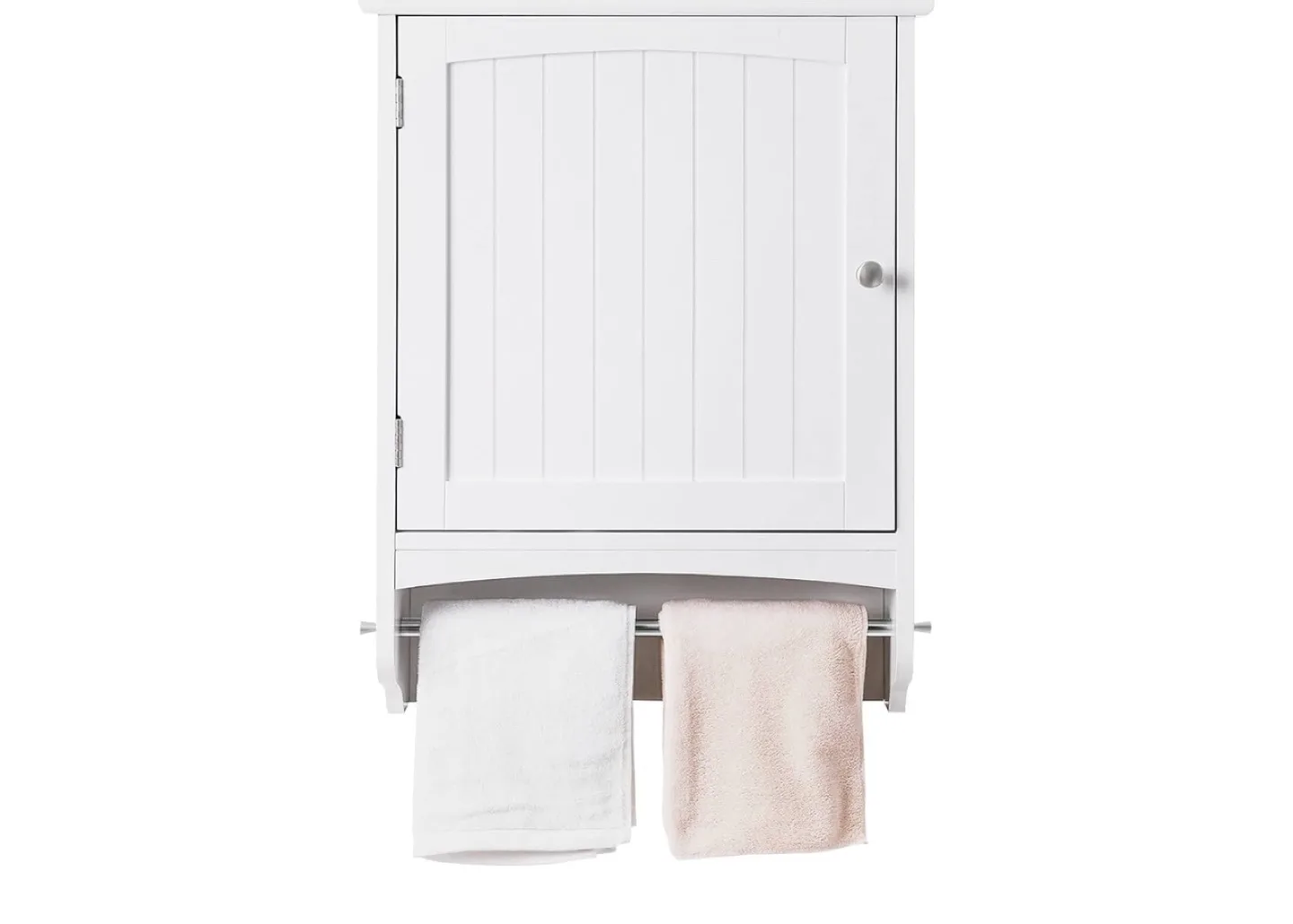 White Wall Mounted Bathroom Cabinet with Towel Bar image indicator(6)