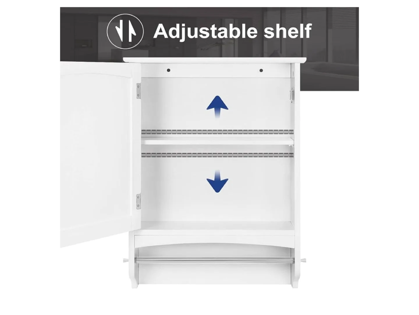 White Wall Mounted Bathroom Cabinet with Towel Bar image indicator(7)