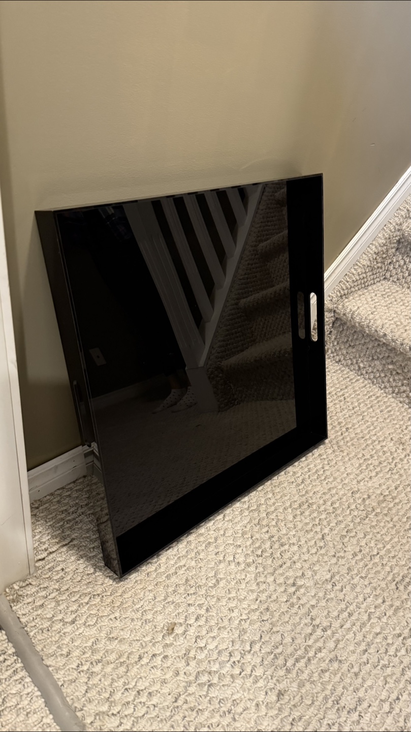 New Black Serving Tray with Handles 24x24in