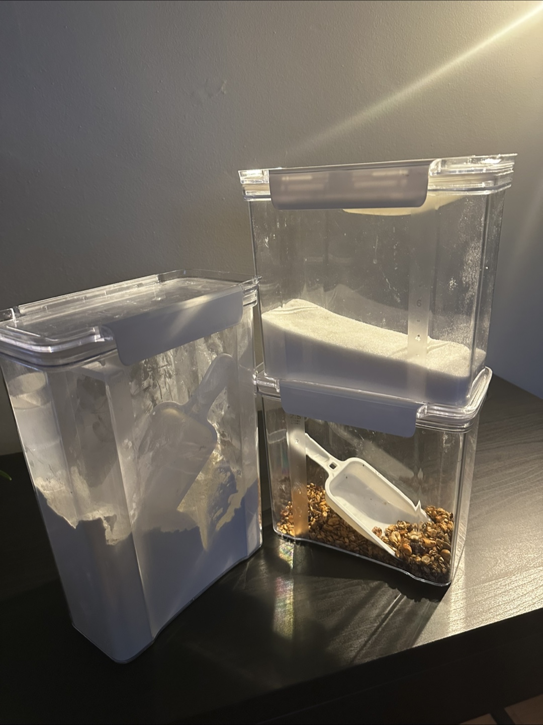 3x Airtight Food Storage Containers with Scoop