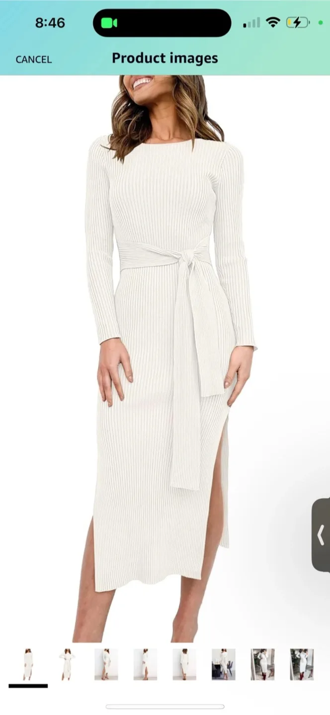 Caracilia White Knit Midi Dress thumbnail