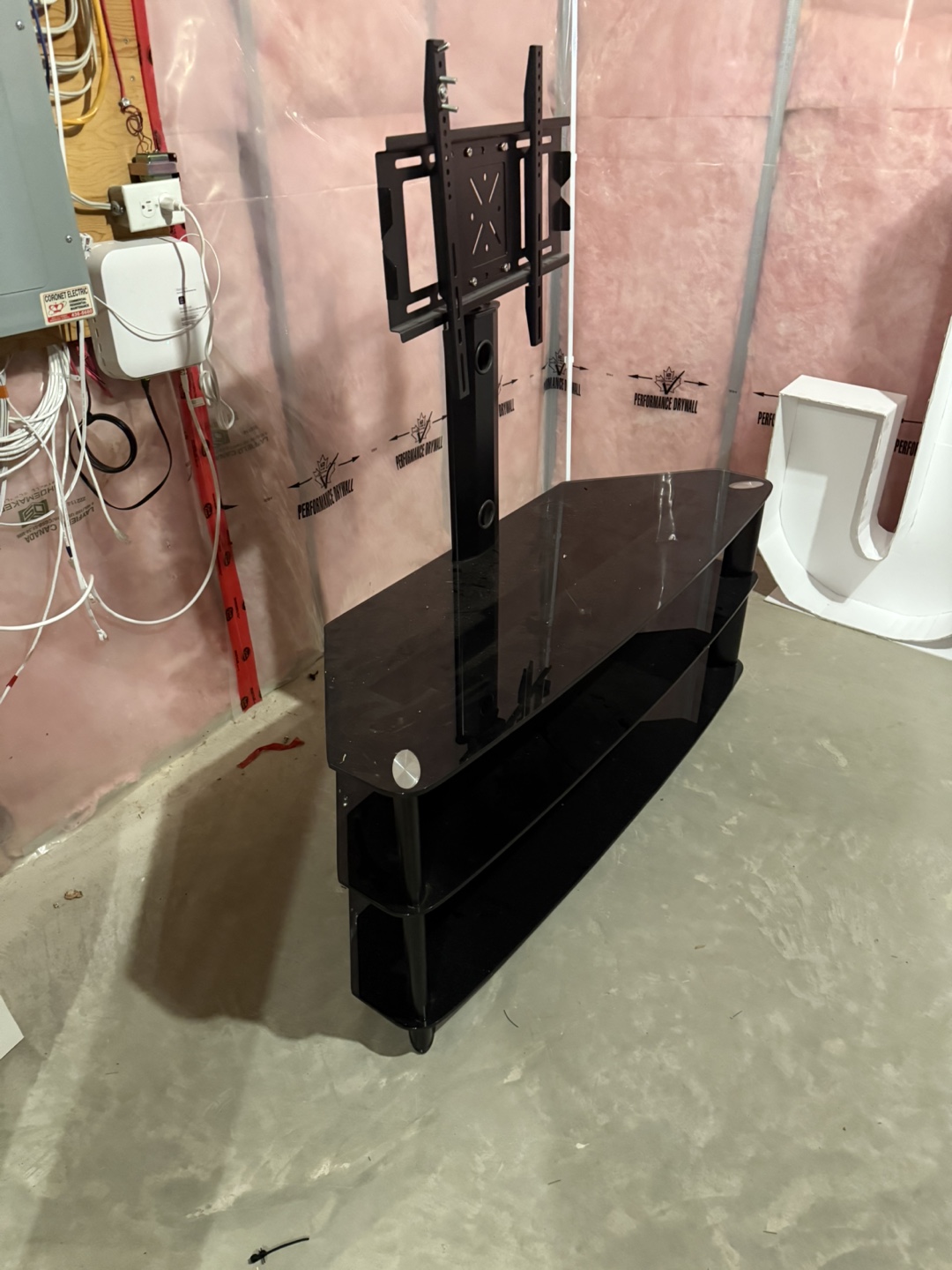 Black Glass TV Stand with Mount