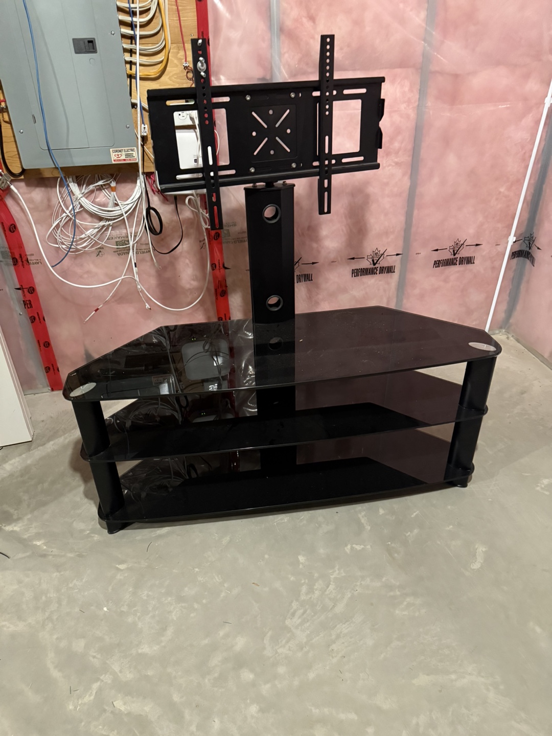 Black Glass TV Stand with Mount - photo 2