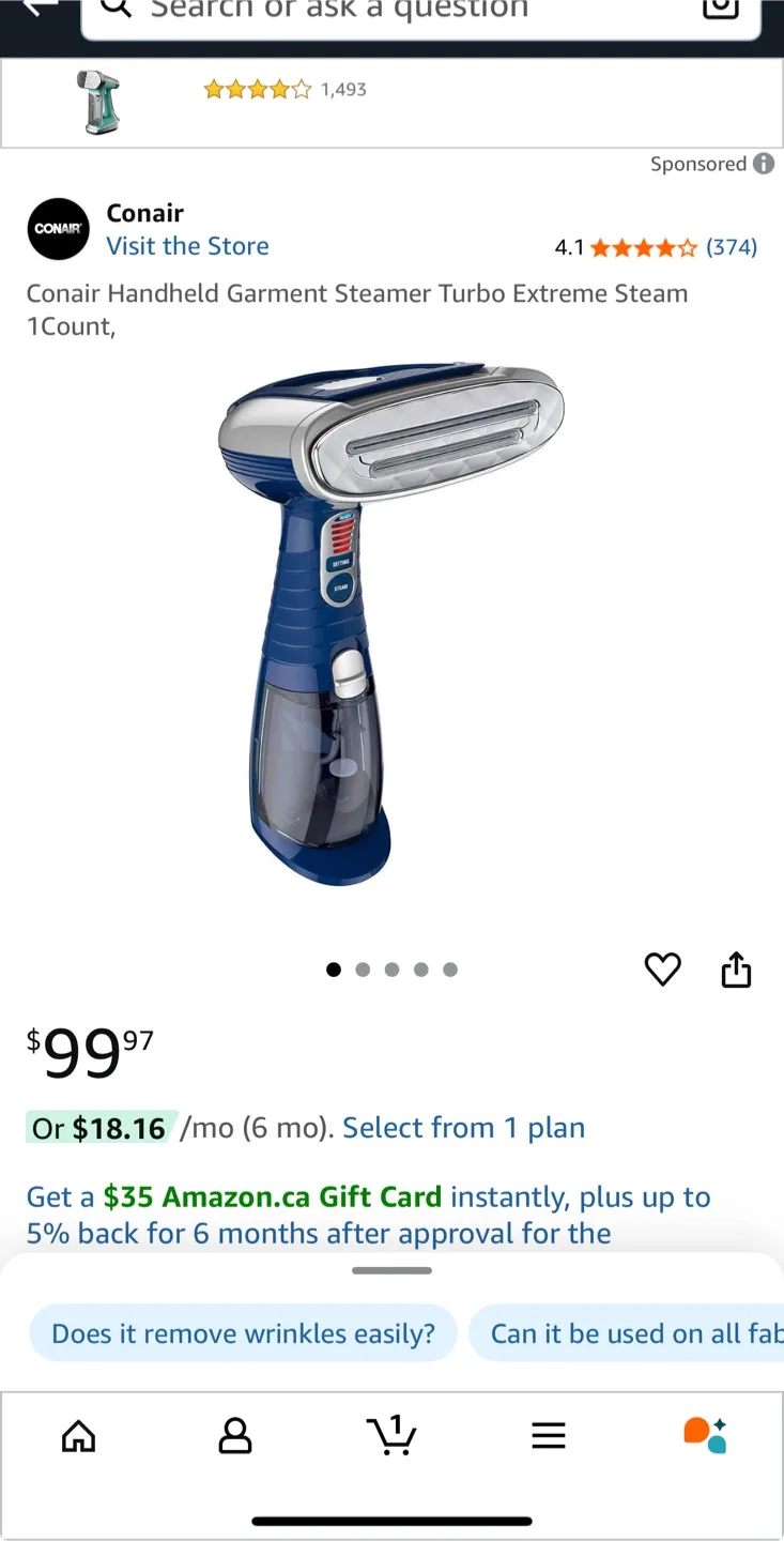 Conair Turbo Extreme Steam Handheld Steamer - NEW thumbnail