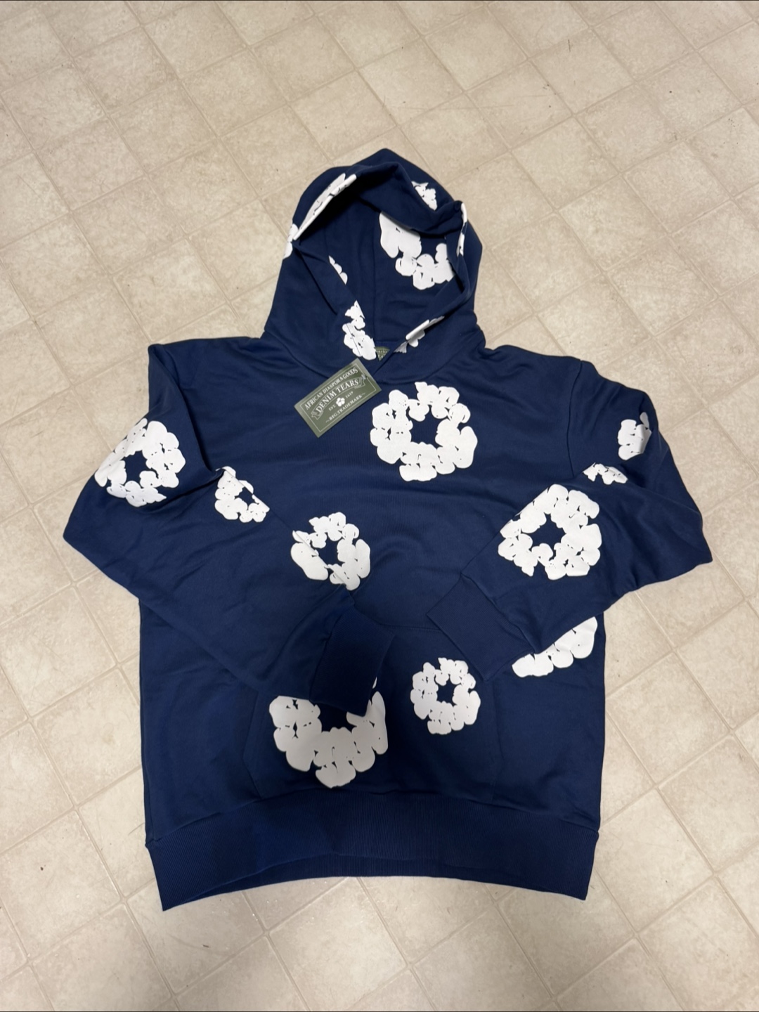 Navy Floral Print Hoodie